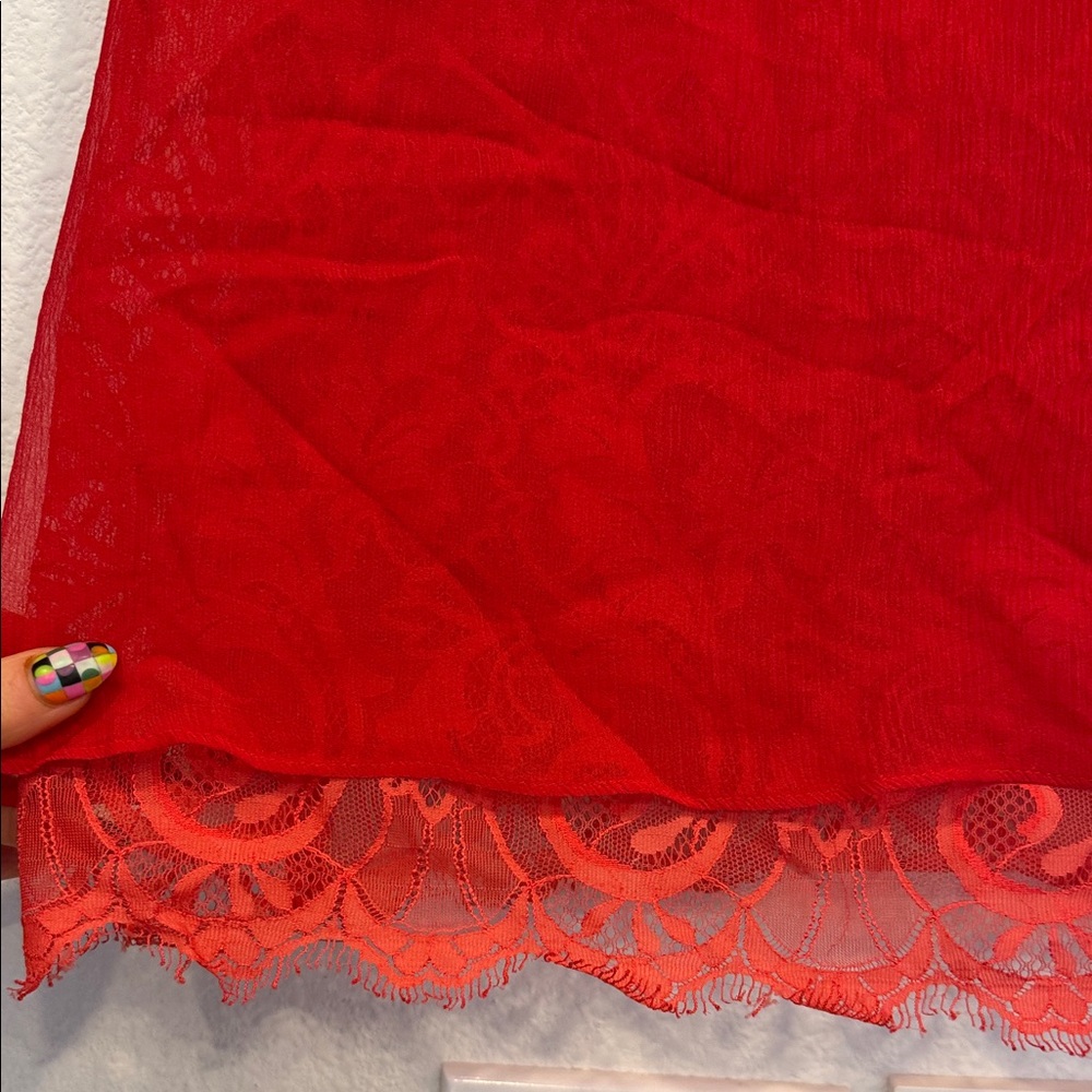 Madison Marcus Vibrant Red Lace Blouse - Picture 4 of 5